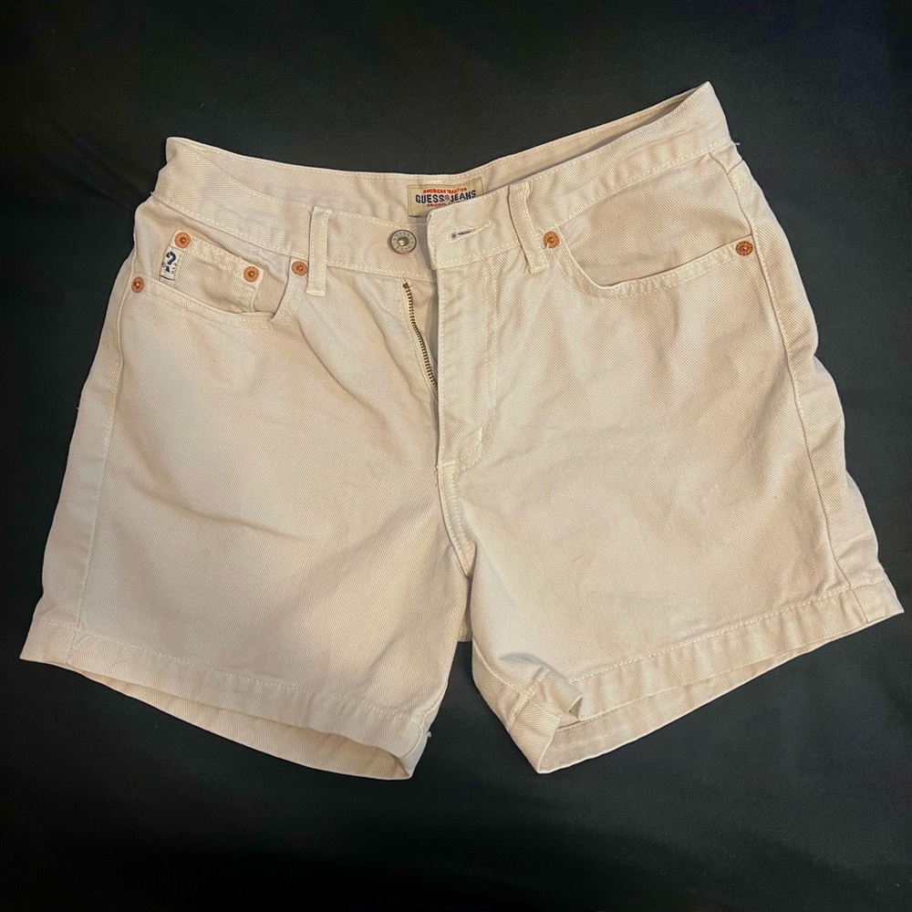 vintage guess denim shorts cream color size 27